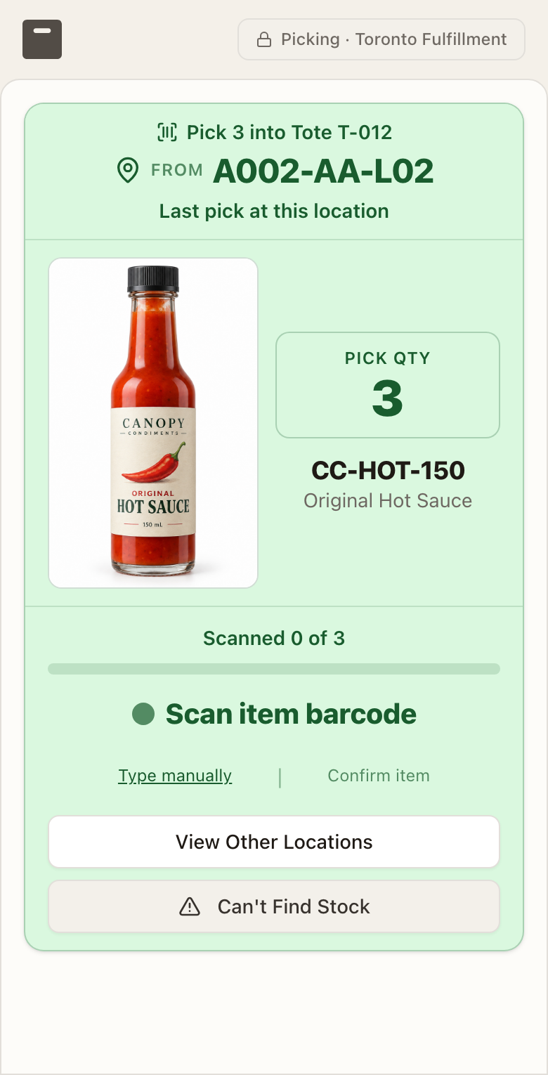 Mobile scan-item picking